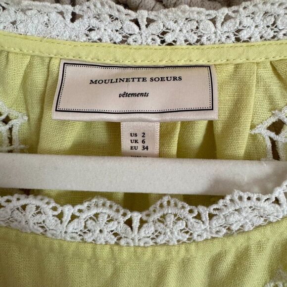 Anthropologie Moulinette Soeurs “Tilly” Lace Dress – Size 2 – Yellow & Off-White - Picture 6 of 6